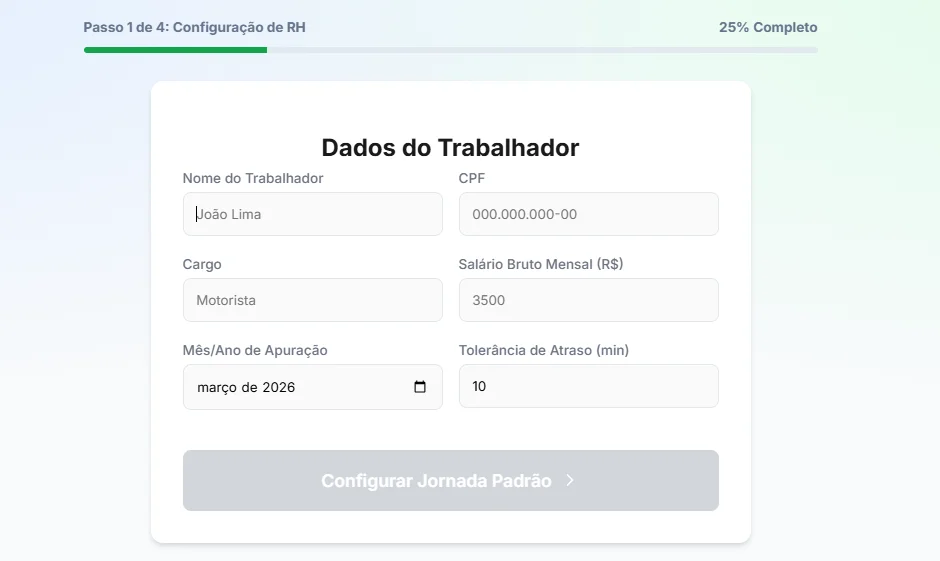 Insira os Dados Iniciais